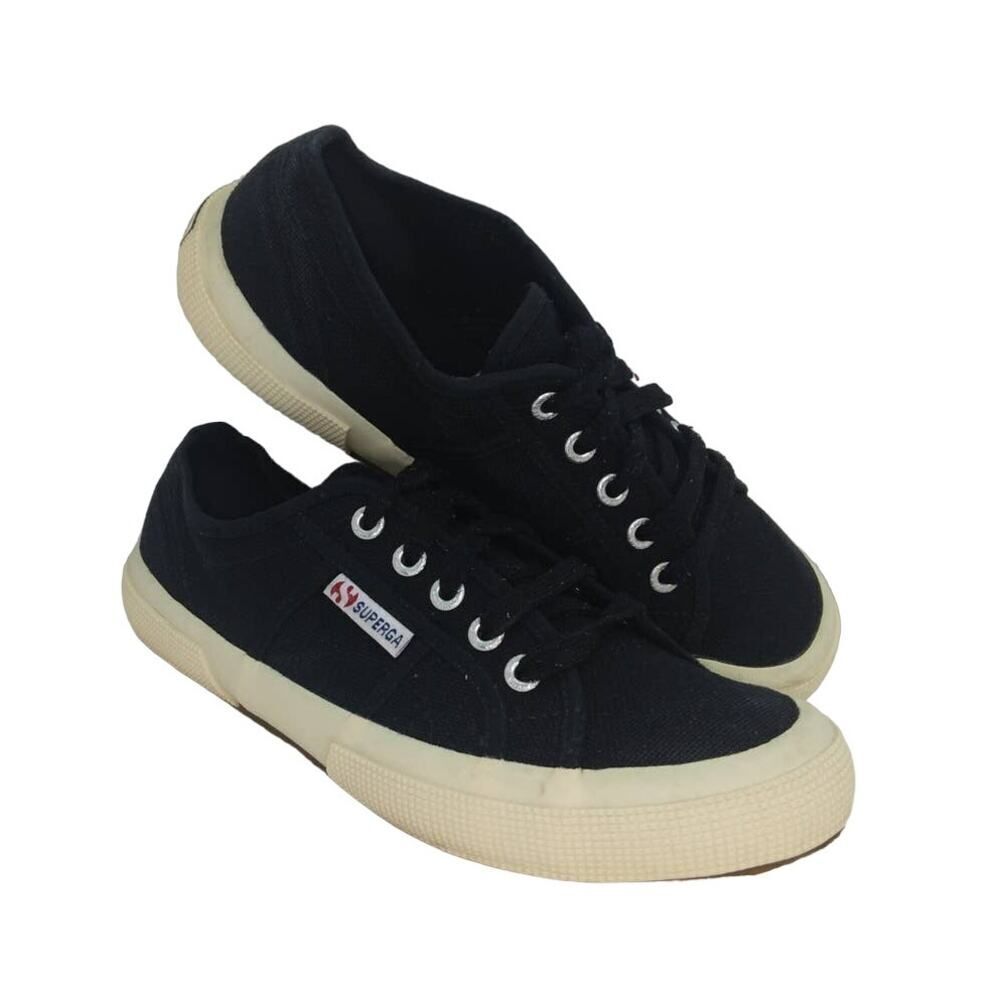 SUPERGA 2750 Womens Classic Black Canvas Sneakers - Size: 7 1/2